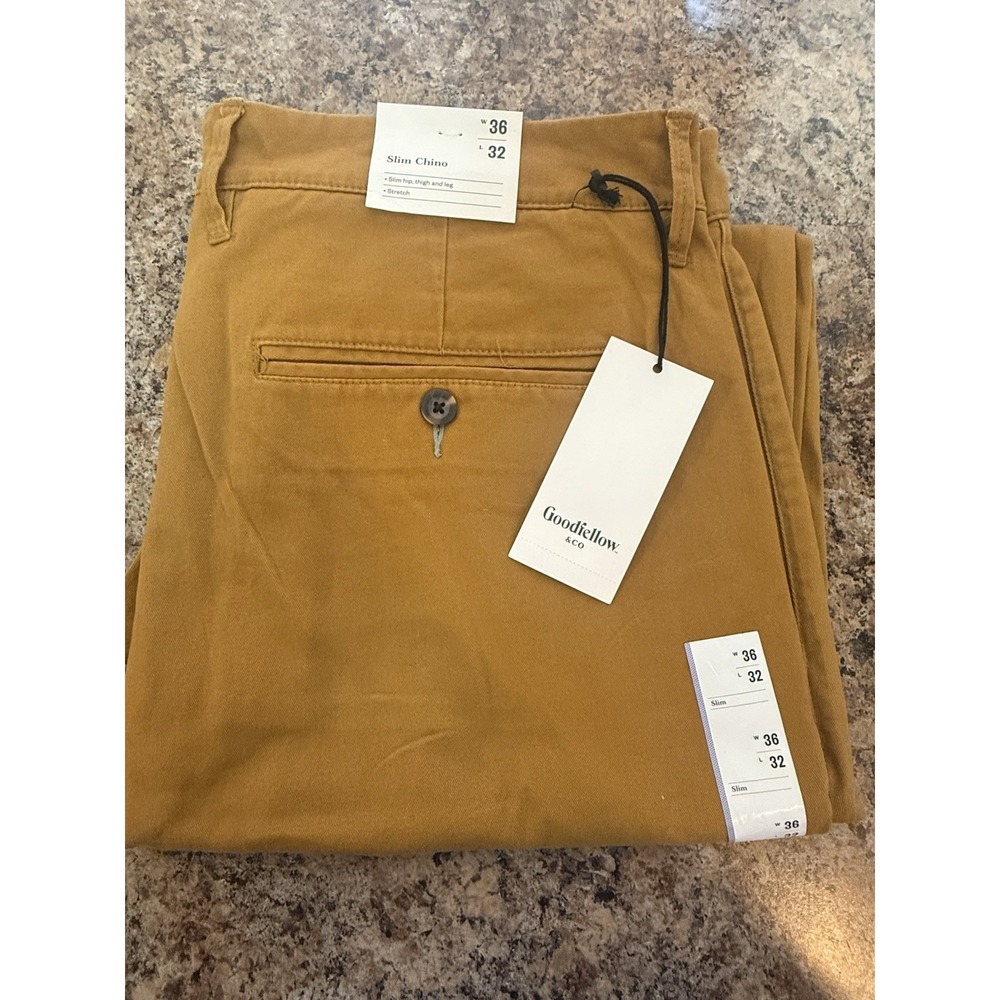 Goodfellow Skinny Chino Brown Decaf - Slim hip & thigh, Slim leg, stretch 36x32